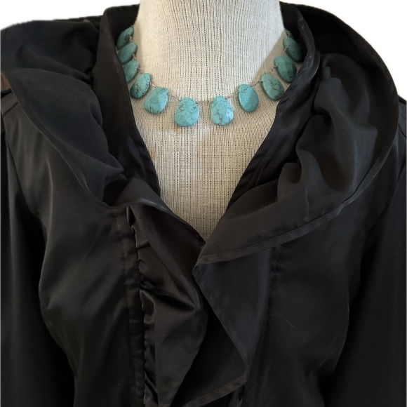 NWOT Ruby Cho Gorgeous Black Ruffled Zippered Jacket Size M Retail $148 - Picture 2 of 10